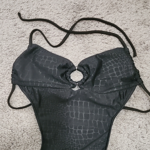 Xhilaration Black Leopard Print Monokini Swimsuit | Size M - Picture 2 of 8